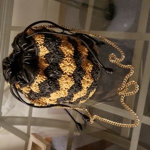 ZARA tweed (straw) purse